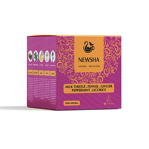 Newsha Milk Thistle, Fennel, Ginger, Pepprtmint & Licorice Infusion (Pyramid Teabag)